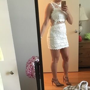 White Lace Mini Dress - Size M